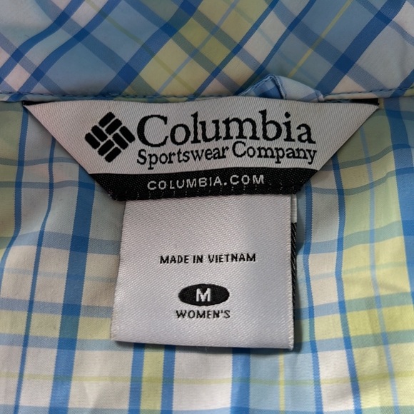Columbia Jacket Plaid Blue Green Lightweight Windbreaker Omni Shade - Picture 4 of 9
